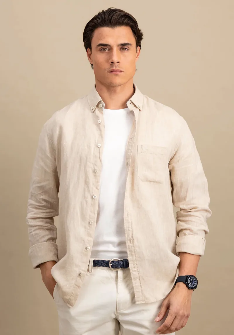 Fynch Hatton Πουκάμισο της σειράς Linen - 1513 6000 837 Sand