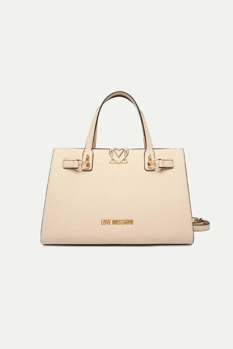 Love Moschino γυναικεία τσάντα χειρός με μεταλλικό λογότυπο - JC4126PP1OLM0 Εκρού