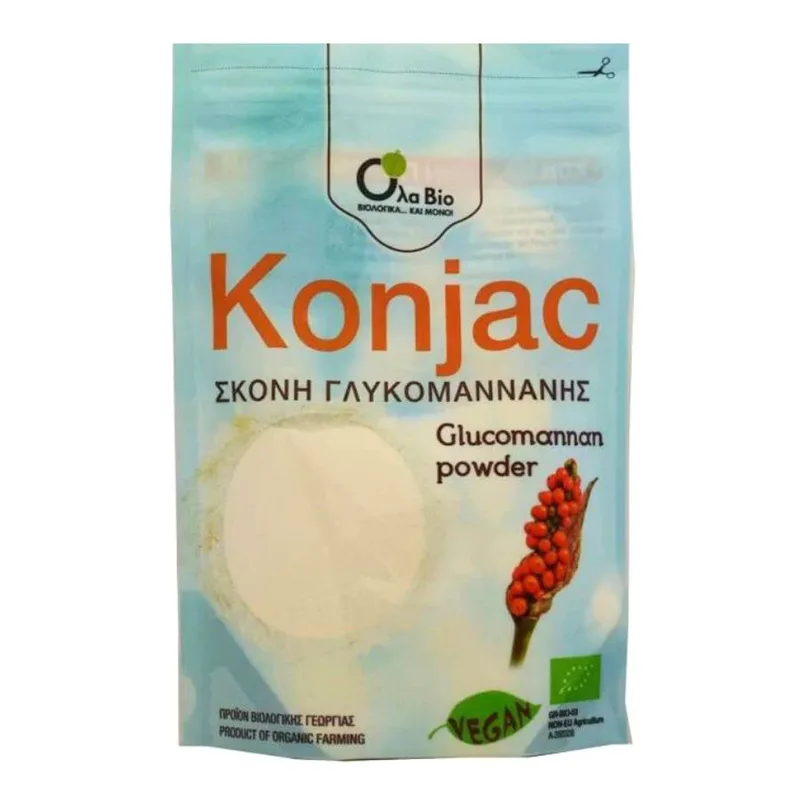 Βιολογική Σκόνη Γλυκομαννάνης (Konjac) - Όλα Bio - 100gr Ola Bio Ελλάδα No Sugar Added Low Carb Gluten Free Lactose Free Vegan Palm Oil Free