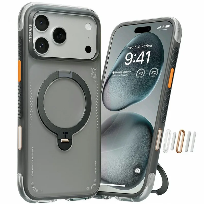 Θήκη Torras Ostand Spin Air Q3 MagSafe Kickstand Shadow Black iPhone 17 Pro Max