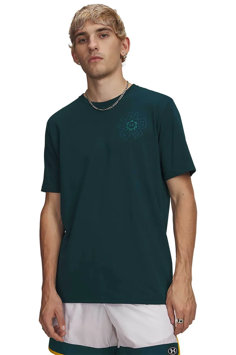 Under Armour ανδρικό T-shirt με graphic logo Loose Fit "UA Radial Workmark" - 6009264 Πράσινο Σκούρο