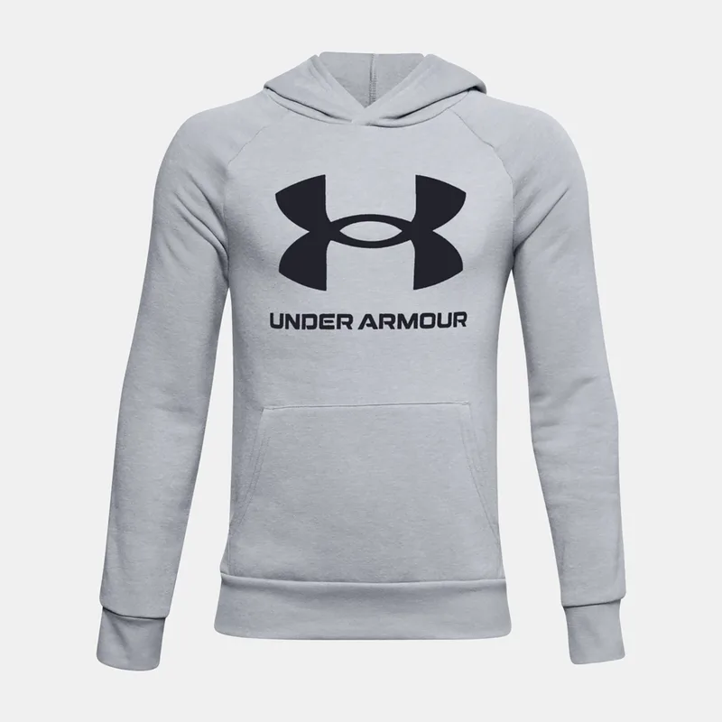BOYS' UA RIVAL FLEECE BIG LOGO HOODIE ΓΚΡΙ