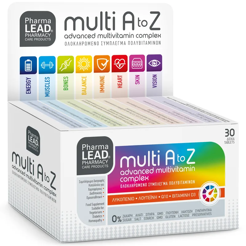 Pharmalead Multi A to Z Ολοκληρωμένο Σύμπλεγμα Πολυβιταμινών για τη Σωστή Λειτουργία του Οργανισμού 30tabs