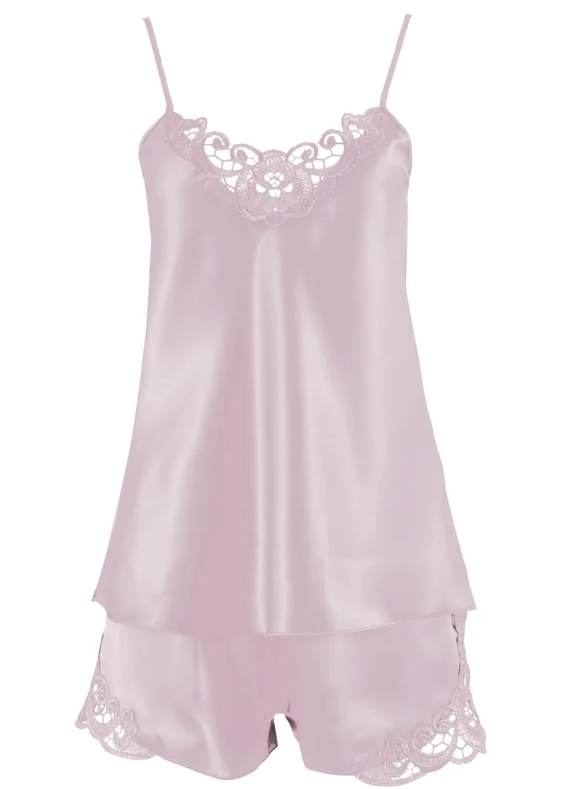 Γυναικείο baby-doll saten gsecret με δαντέλα στο μπούστο & λεπτό ραντάκι.Elegance style ΡΟΖ