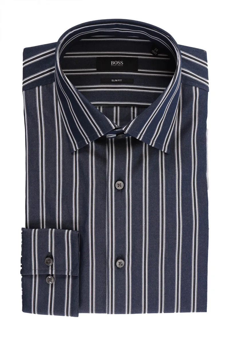 BOSS ΠΟΥΚΑΜΙΣΟ ΡΙΓΕ SLIM FIT JANGO ΜΠΛΕ