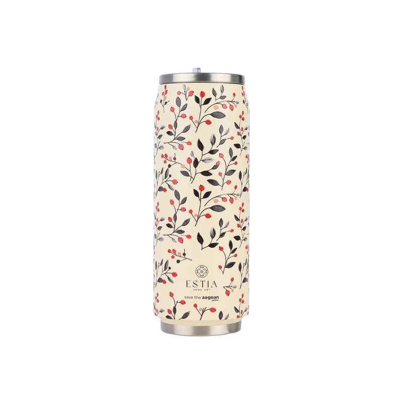 Θερμός με αναδιπλούμενο καλαμάκι 500ml Estia Save the Aegean - Bloom Μπεζ