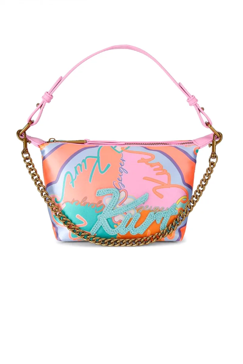 KURT GEIGER ΤΣΑΝΤΑ ΩΜΟΥ KURT SOFT SHOULDER BAG LOGO ΡΟΖ/ΠΟΛΥΧΡΩΜΟ