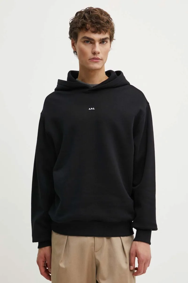 Βαμβακερή μπλούζα A.P.C. hoodie boxy micro logo GOTS