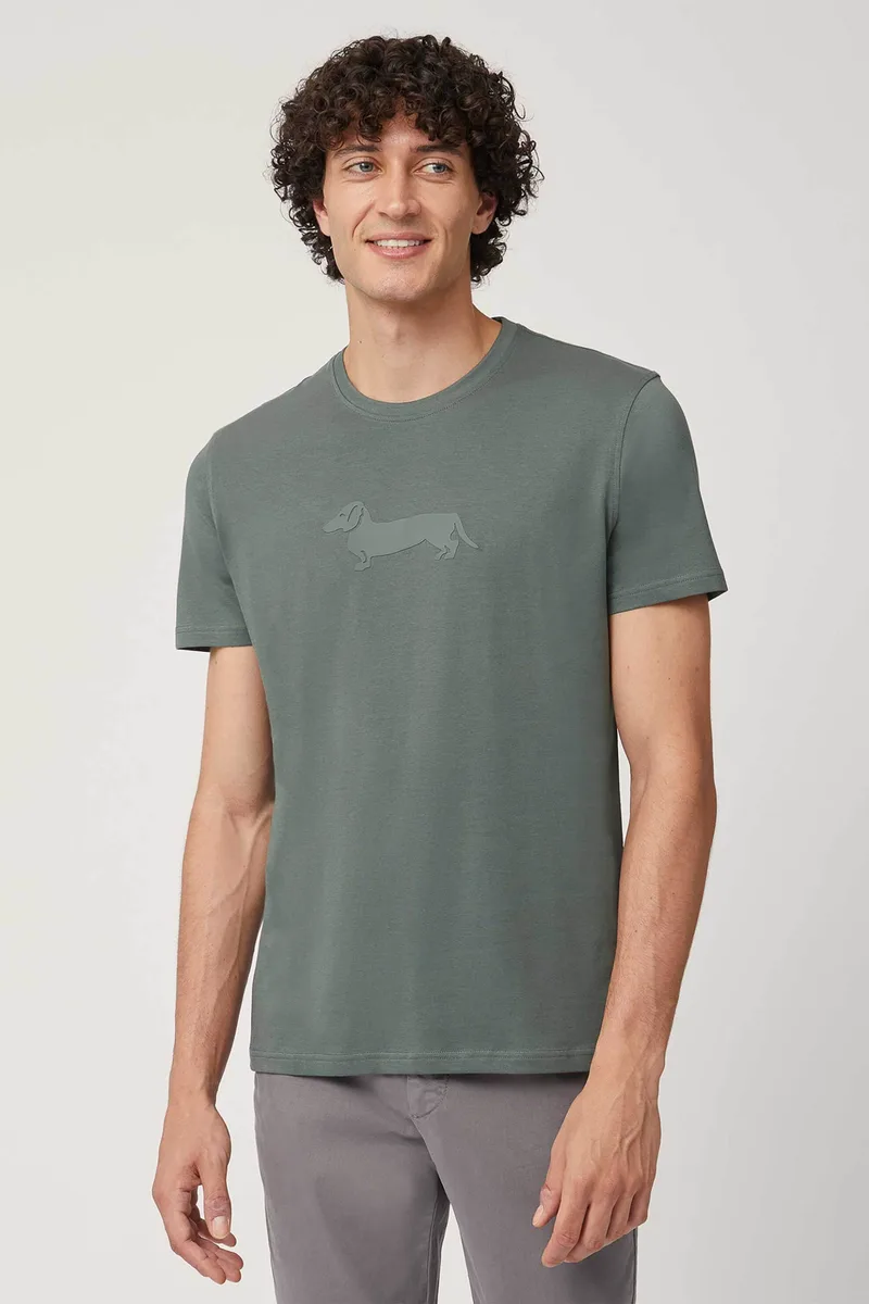 Harmont & Blaine ανδρικό T-shirt με logo print Narrow Fit - IRM003021055S Λαδί