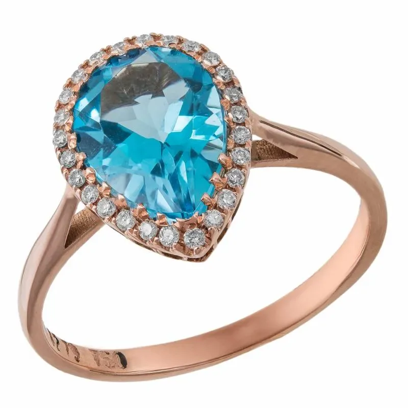 Ροζ gold δαχτυλίδι Κ18 ροζέτα δάκρυ με topaz 033903 033903 Χρυσός 18 Καράτια