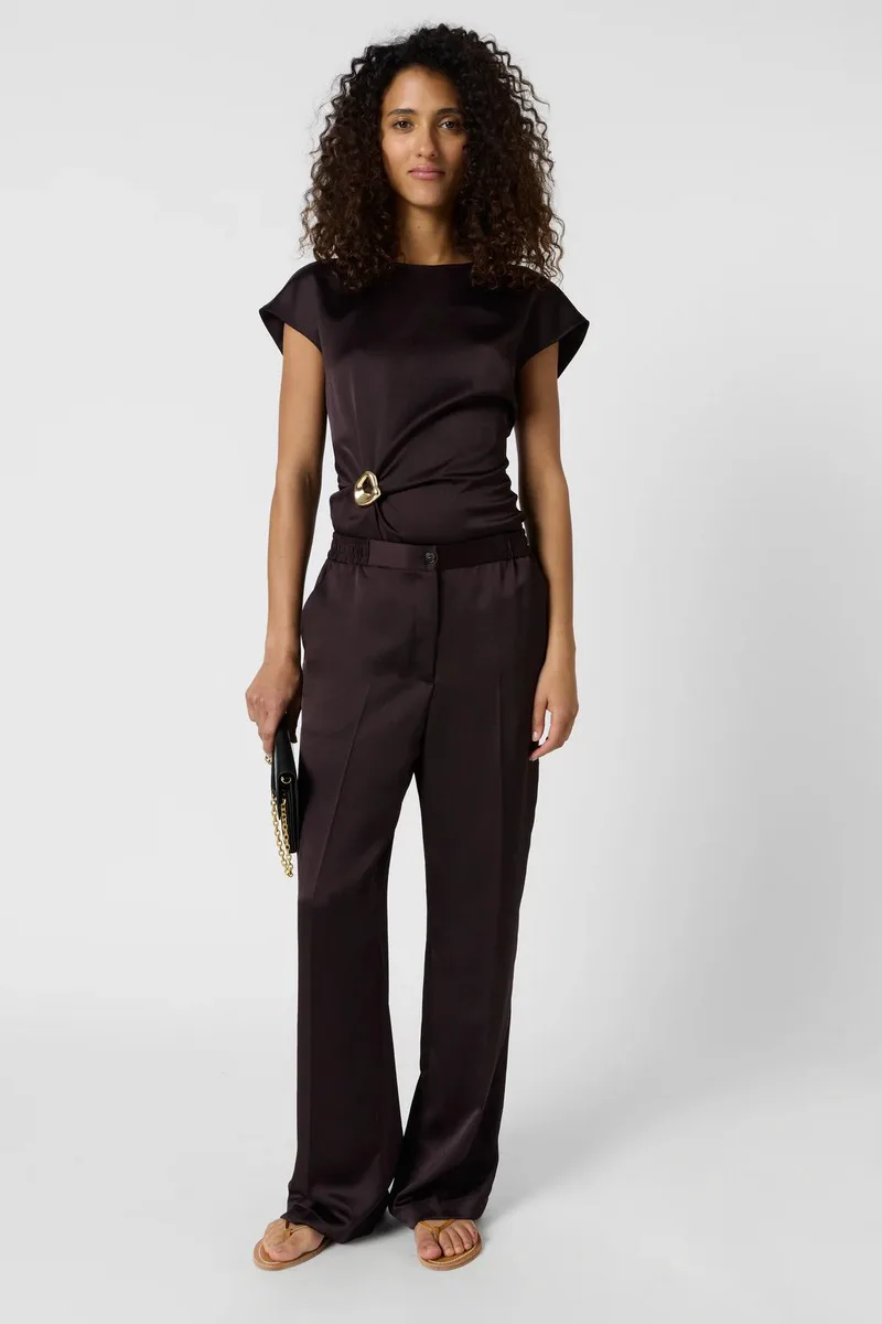 Gerard Darel Γυναικείο Παντελόνι Satin Fluid Fit Με Πιέτα