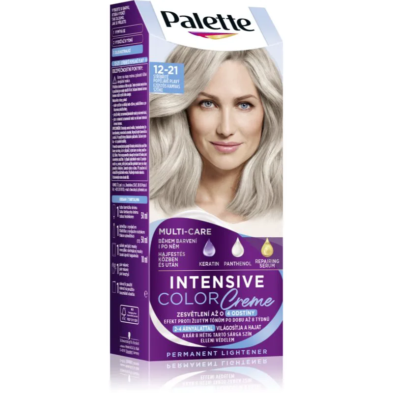 Schwarzkopf Palette Intensive Color Creme μόνιμη βαφή μαλλιών απόχρωση 12-21 Silver Ash Blonde 1 τμχ