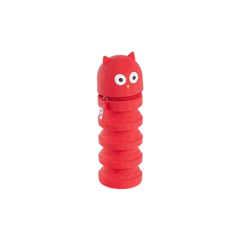 Πτυσσόμενη Kασετίνα Mολυβοθήκη Miquelrius Back2Fun Silicone Kουκουβάγια Κόκκινη 6.5x11.5cm