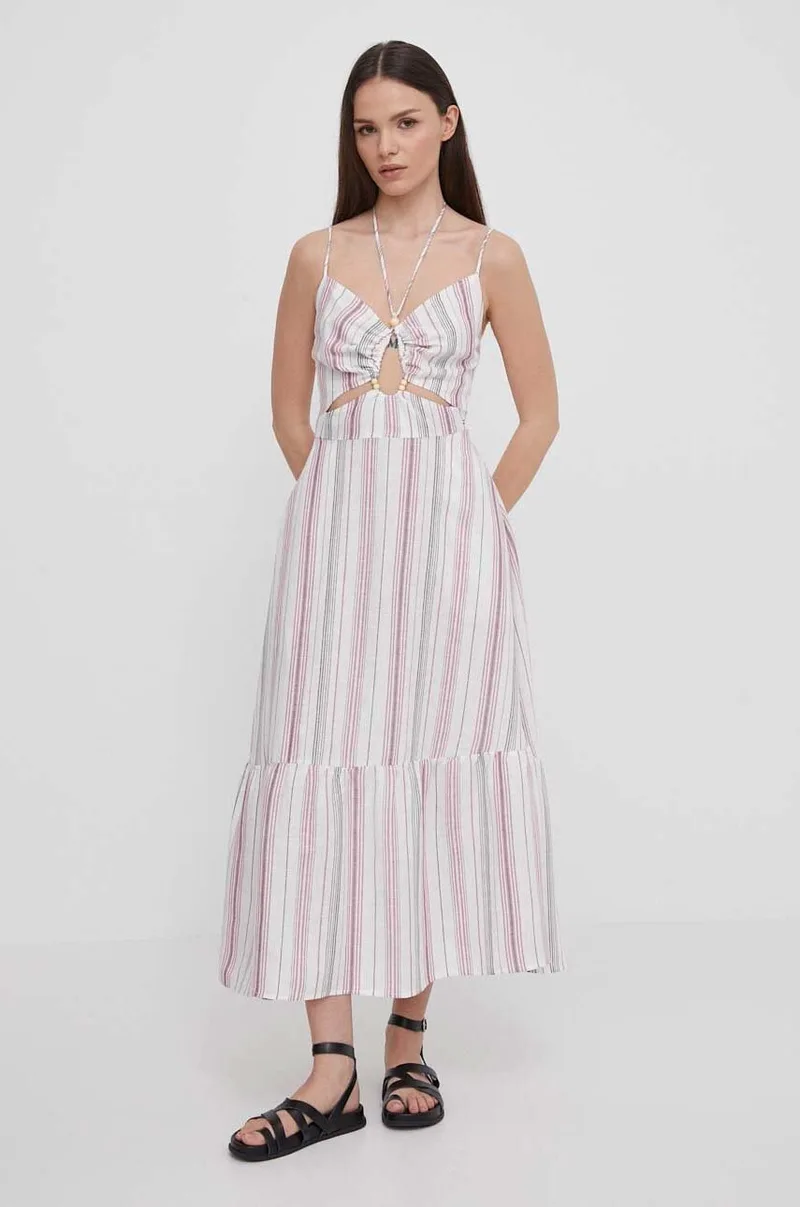 Λινό φόρεμα Pepe Jeans DIANA