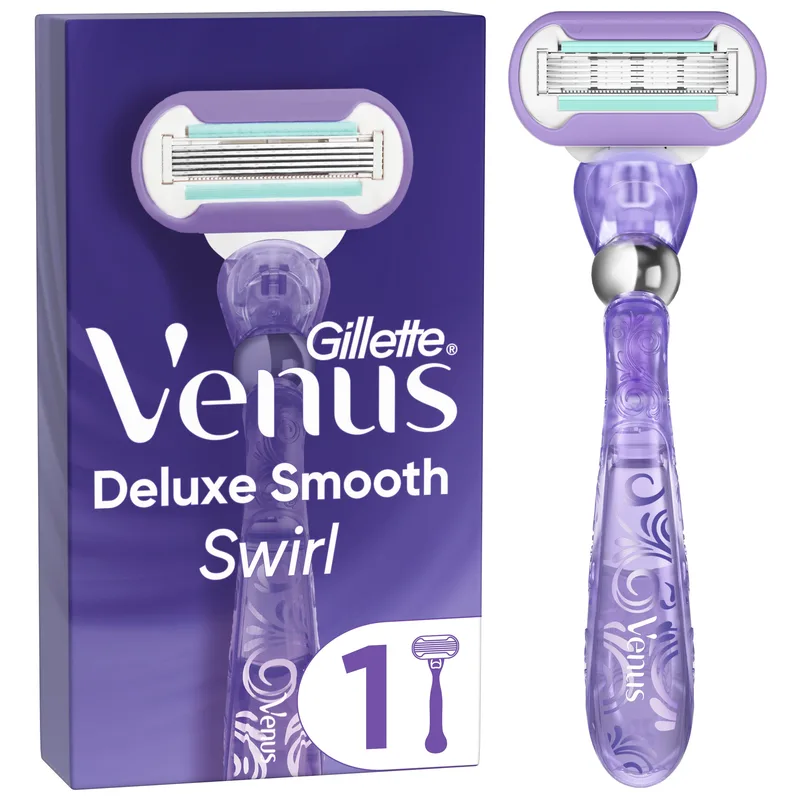 Gillette Venus Deluxe Smooth Swirl Flexi Ball Γυναικεία Ξυριστική Μηχανή με 5 Λεπίδες & Επίστρωση Diamond για Επιπλέον Απαλότητα 1 Μηχανή & 1 Ανταλλακτικό