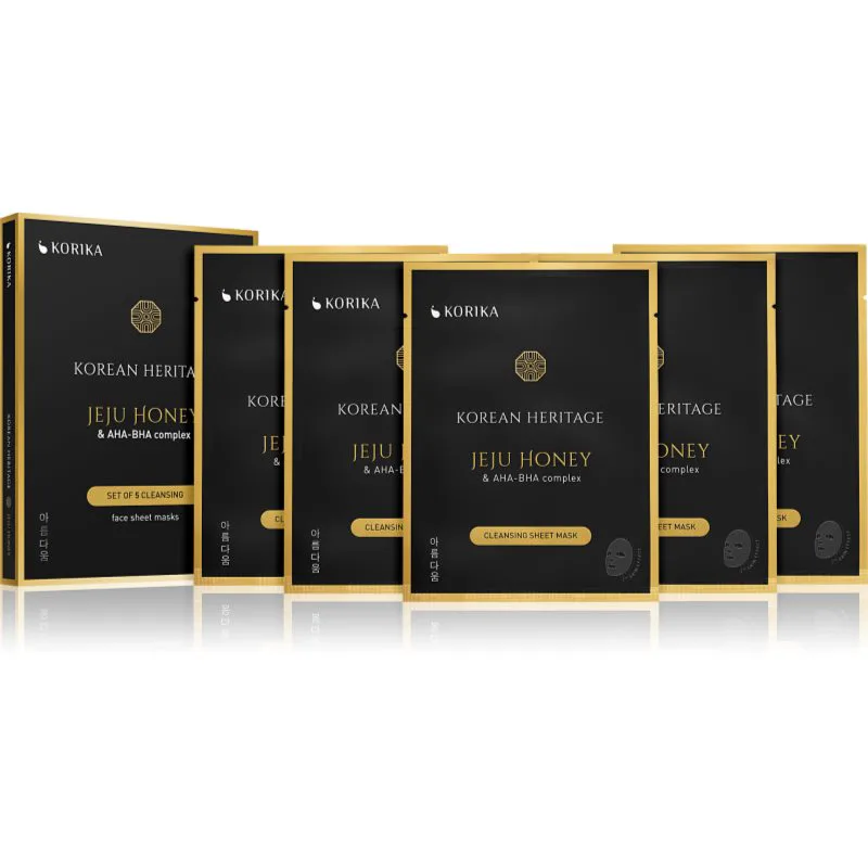 KORIKA Korean Heritage Set of 5 Cleansing Face Sheet Masks μάσκα προσώπου σε μειωμένη τιμή για τέλειο καθαρισμό