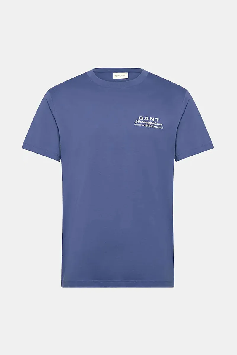 Gant ανδρικό T-shirt με λογότυπο Regular Fit - 2003409 Μπλε