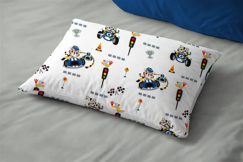 Μαξιλαροθήκη Bebe Βαμβακερή 35x45εκ. Animal Grand Prix 589 White-Blue DimCol
