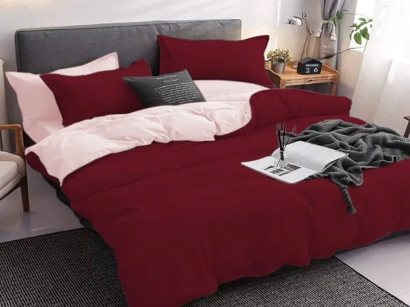 Σετ Σεντόνια Γίγας - King Size 100% Βαμβακοσατέν Δίχρωμα Γαρύφαλλο 240x270 - Μπορντό