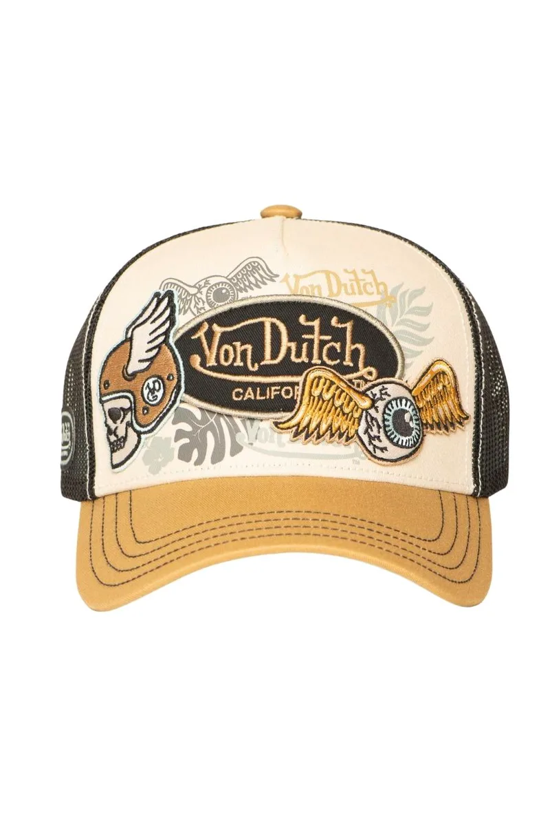 VON DUTCH Trucker Καπέλο Patches - Μπεζ-VD/1/CT/PATCHES/15-BEIGE