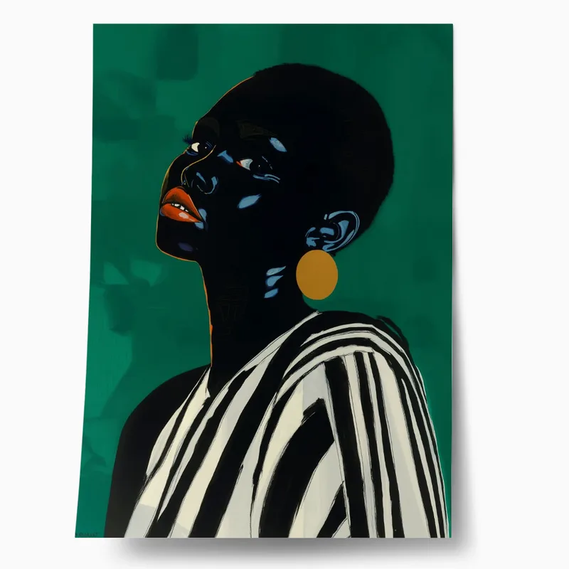 Poster AFROCENTRIC WOMAN GREEN BACKGROUND