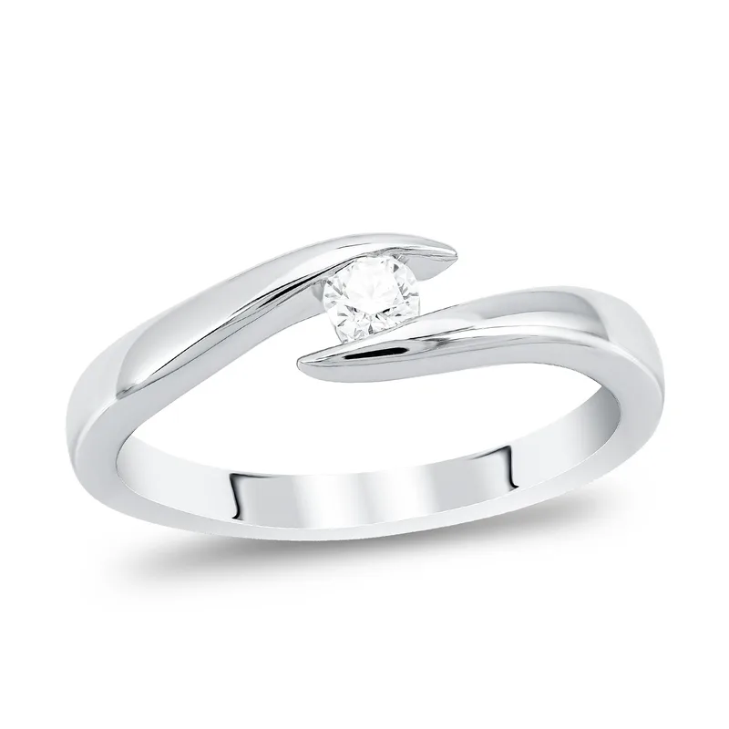 Diamond Group Μονόπετρο Δαχτυλίδι με Διαμάντι Brilliant από Λευκό Χρυσό 18 Καρατίων DDX328