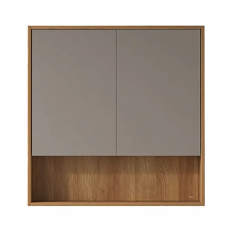 Καθρέφτης Polywood με 2 Ντουλάπια & Ράφι Φυσικό Ξύλο Ακακία (75x150x80cm)