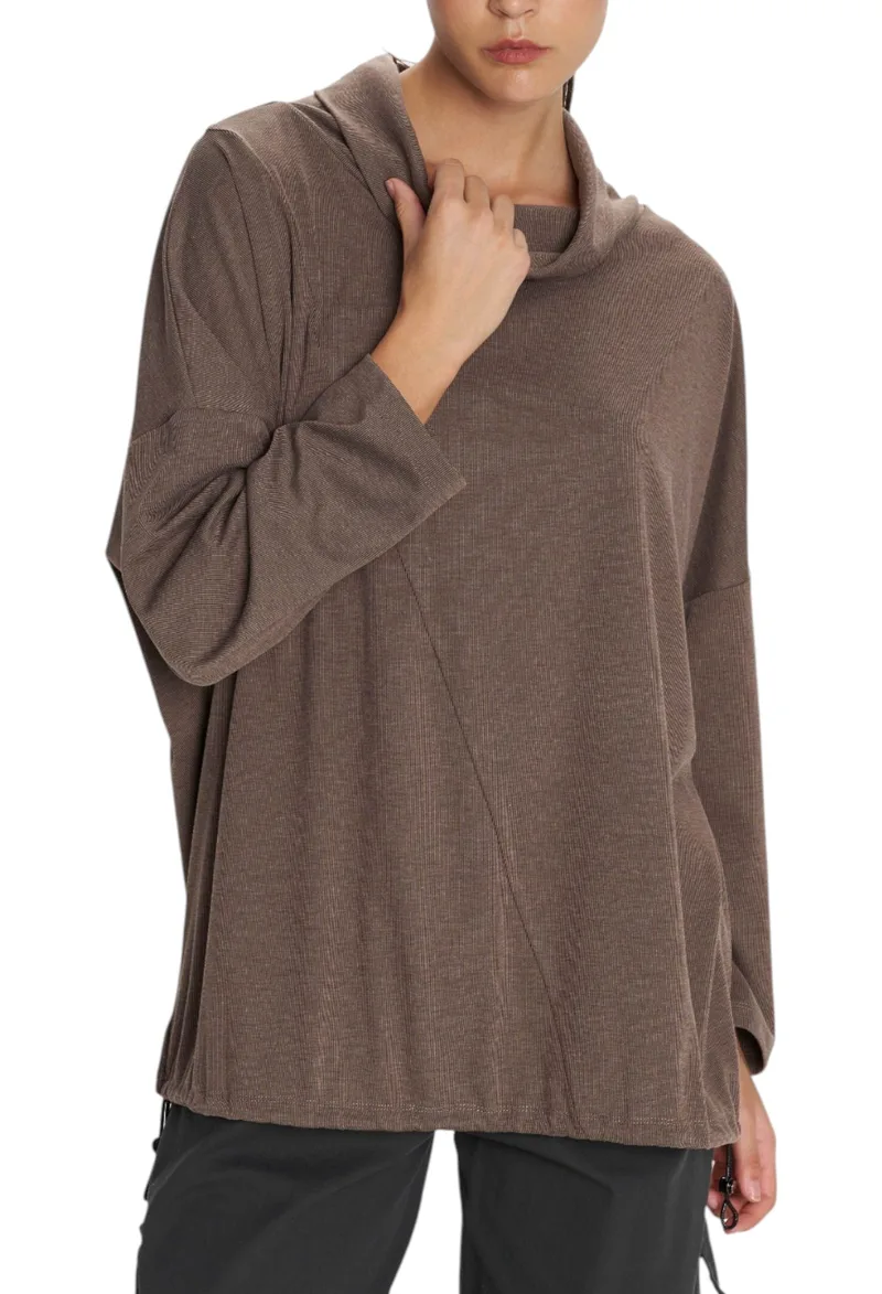 Μπλούζα Μακρυμάνικη Ale Με Loose Λαιμό 8921542-CAPPUCCINO Γυναικείο