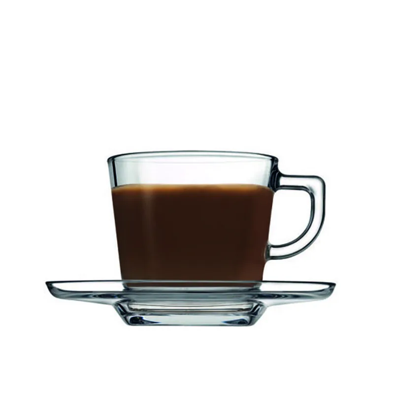 Φλυτζάνι Με Πιατάκι Cappuccino Carre ESPIEL 215ml-13,7x8εκ. SP95307G6 (Σετ 6 Τεμάχια) (Υλικό: Γυαλί, Χρώμα: Διάφανο ) - ESPIEL - SP95307G6
