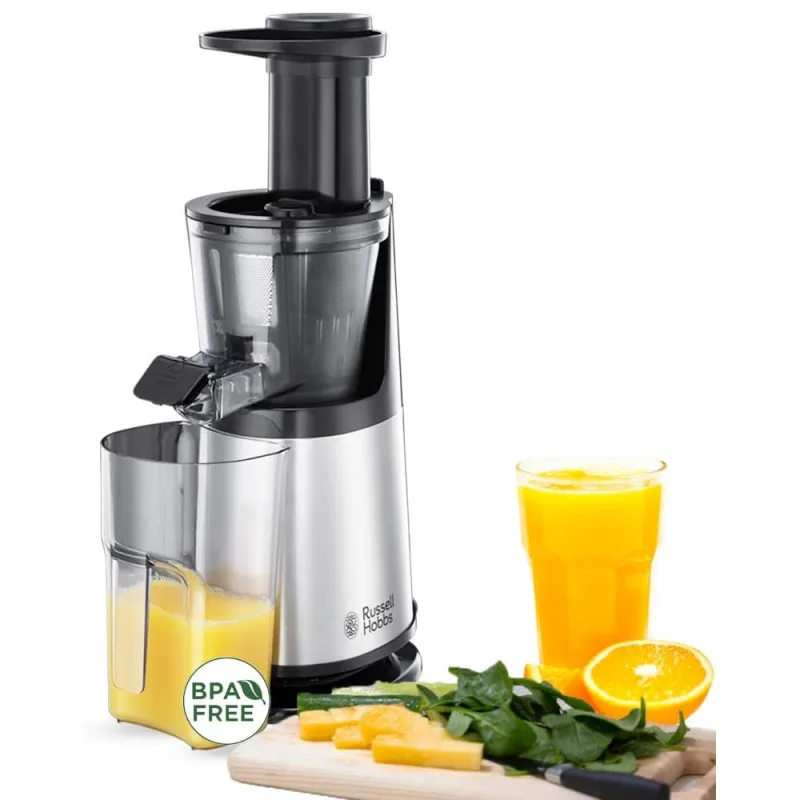 Αποχυμωτής Slow juicer Russell Hobbs 25170-56, 150 W, 3 κόσκινα, 0,7 l, Αντίστροφη κίνηση, Ψυχρή έκθλιψη, Inox/μαύρο
