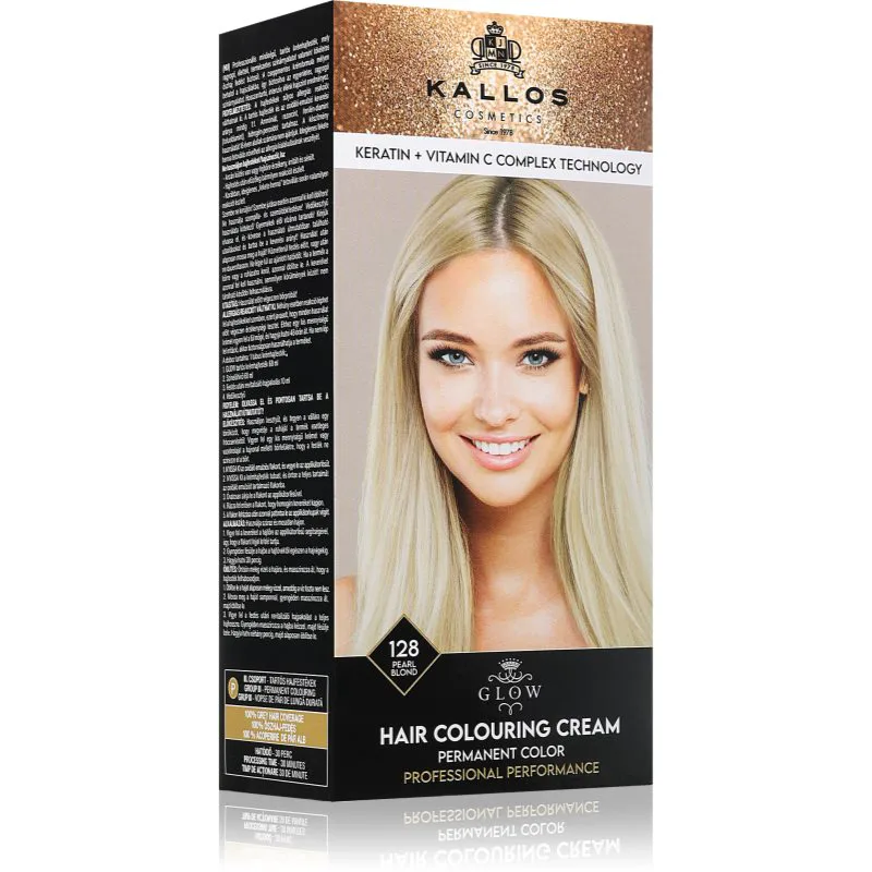 Kallos Glow Lasting Cream Colour μόνιμη βαφή μαλλιών απόχρωση Pearl Blond 60 ml