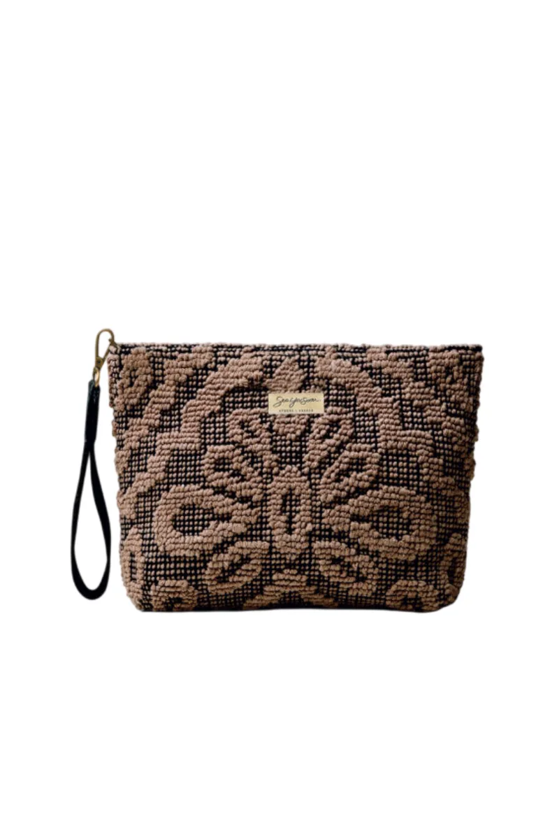 ΓΥΝΑΙΚΕΙΑ ΤΣΑΝΤΑ SEA YOU SOON TAORMINA CLUTCH ΚΑΦΕ