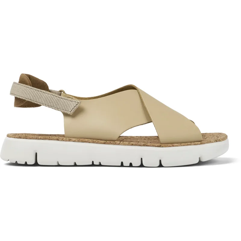 CAMPER Oruga - Πέδιλα Για Γυναικεία - Μπεζ, Μέγεθος 38, Smooth leather/Cotton fabric