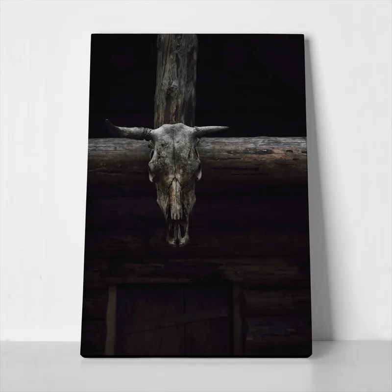 Πίνακας σε Καμβά RUSTIC FARMHOUSE SKULL