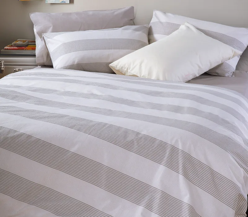 Σετ Παπλωματοθήκη Υπέρδιπλη 3 Τεμαχίων Nef-Nef Casual Stripe Ecru 240x230