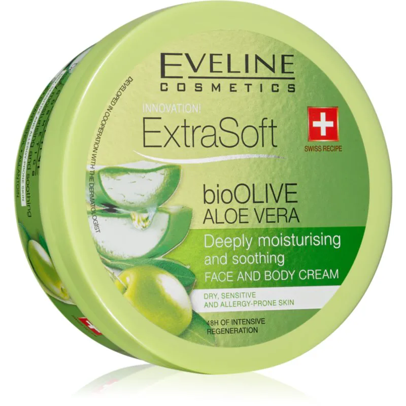 Eveline Cosmetics Extra Soft ενυδατική και καταπραϋντική κρέμα για ευαίσθητο δέρμα Bio Olive & Aloe Vera 175 ml