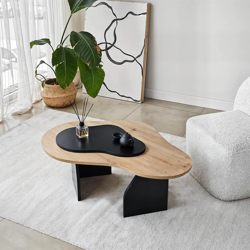 Τραπεζάκι Σαλονιού Melted - Sapphire Oak, Black 552Nos2560 105x35x65 cm