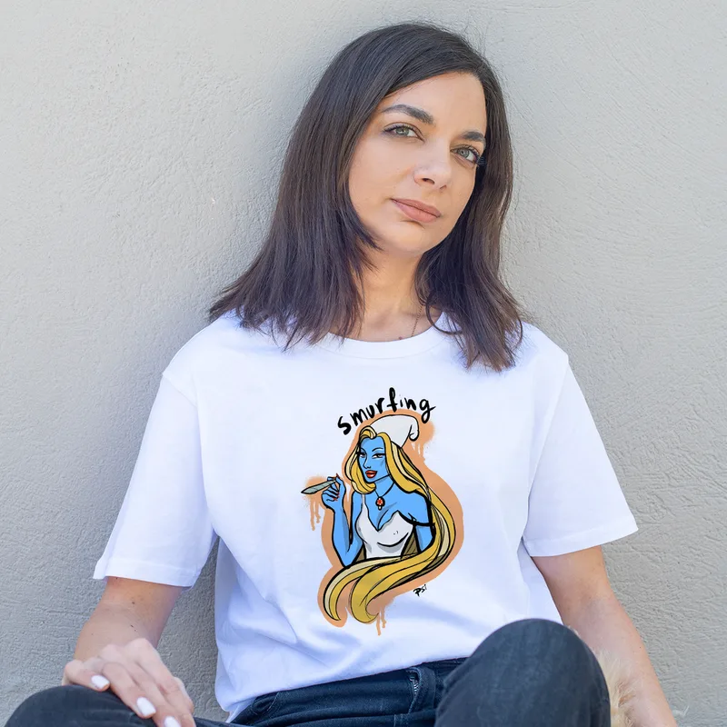 Smurfin' - Organic Vegan T-Shirt Unisex - Λευκό - XXL