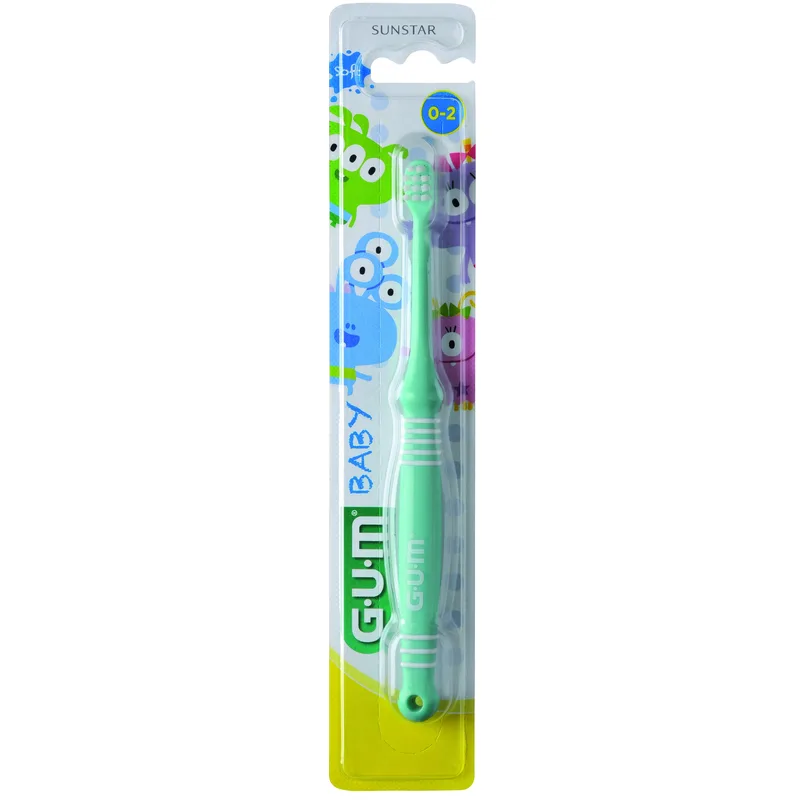 Gum Baby 0-2 Years Soft Toothbrush Βρεφική Οδοντόβουρτσα με Μαλακές Τρίχες & Μικρή Κεφαλή για Ευκολία στη Χρήση 1 Τεμάχιο - Πράσινο