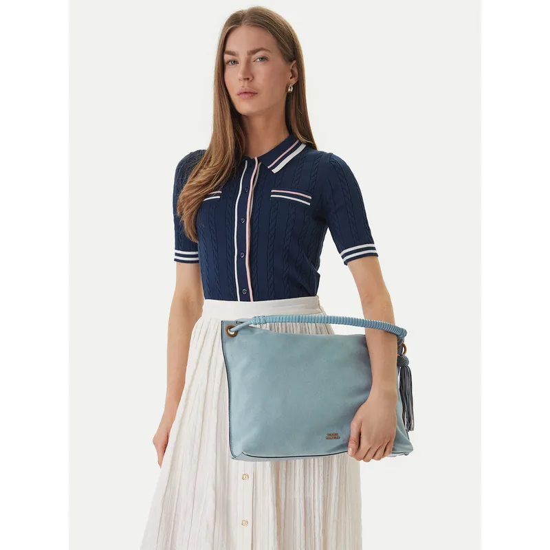 Τσάντα Tommy Hilfiger Th Statement Leather Bag Suede AW0AW18402 Γαλάζιο