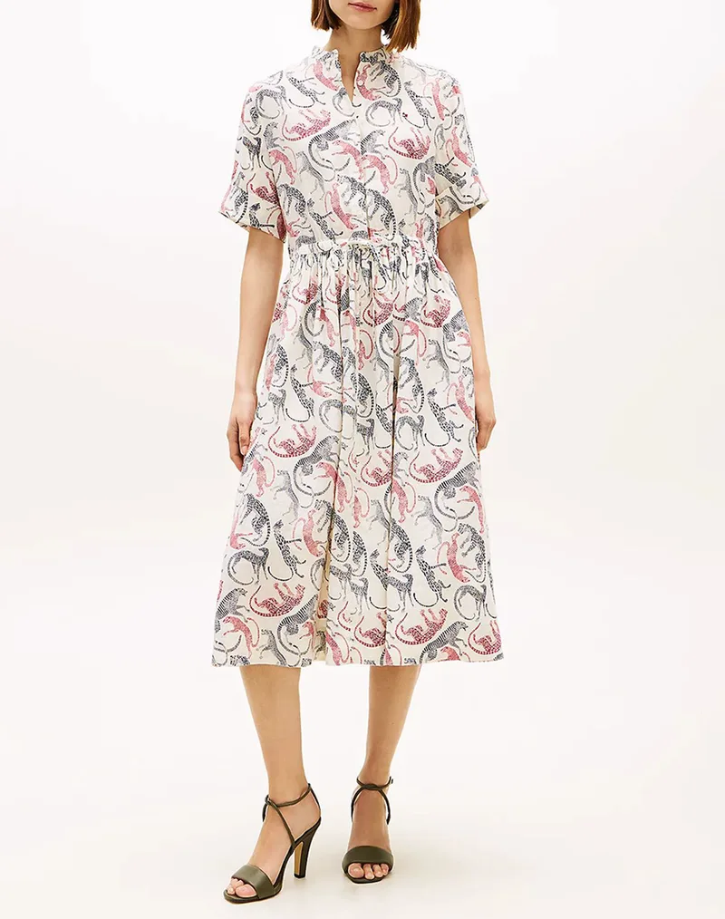TOMMY HILFIGER ESS LINEN MIDI SS SHIRT DRESS WW0WW49633-0F6 Mixed