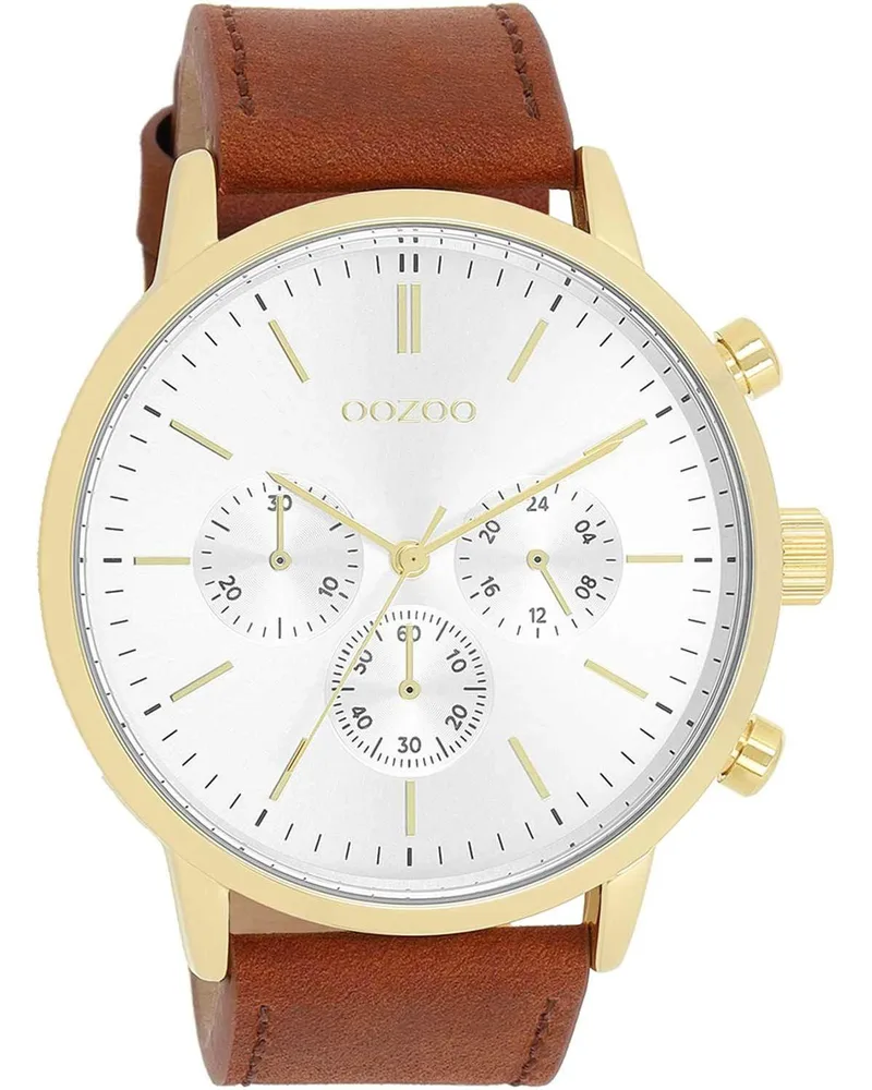 OOZOO Timepieces - C11201, Χρυσό case with Brown Leather Strap