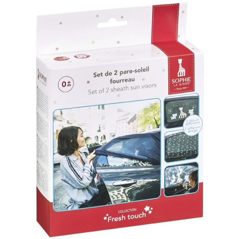 Sophie La Girafe Set of 2 Sheath Sun Visors Κωδ 470229 Σετ 2 Ηλιοπροστασίες Αυτοκινήτου για τα Παράθυρα 0m+, 1 Τεμάχιο