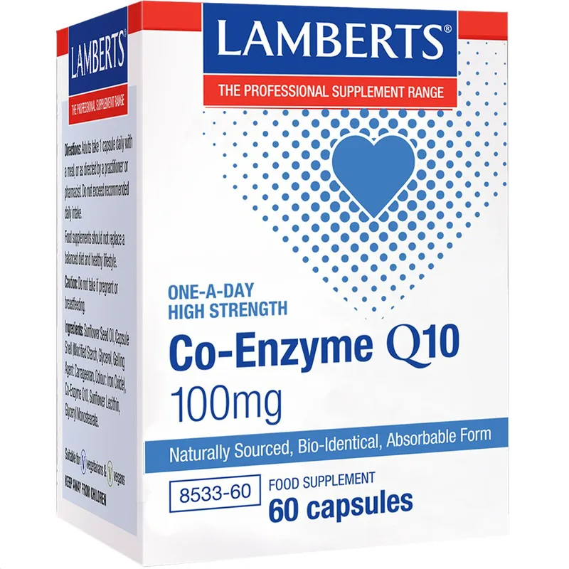 Lamberts Co-Enzyme Q10 Συμπλήρωμα Διατροφής για την Ενίσχυση Παραγωγής Ενέργειας σε Κυτταρικό Επίπεδο με Αντιοξειδωτικές Ιδιότητες 100mg, 60caps