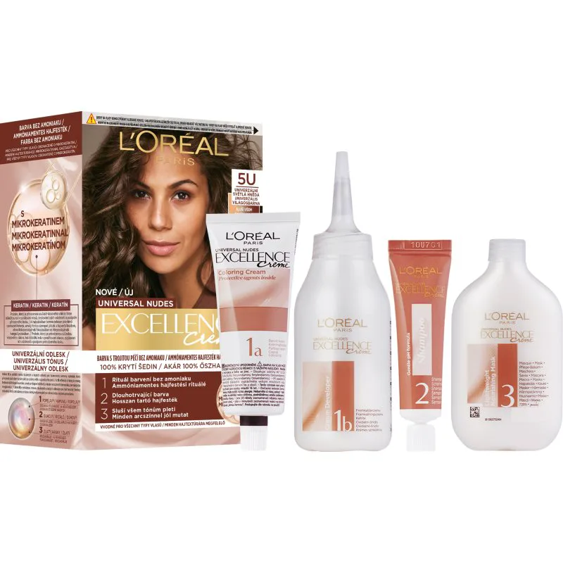 L’Oréal Paris Excellence Universal Nudes μόνιμη βαφή μαλλιών απόχρωση 5U 1 τμχ
