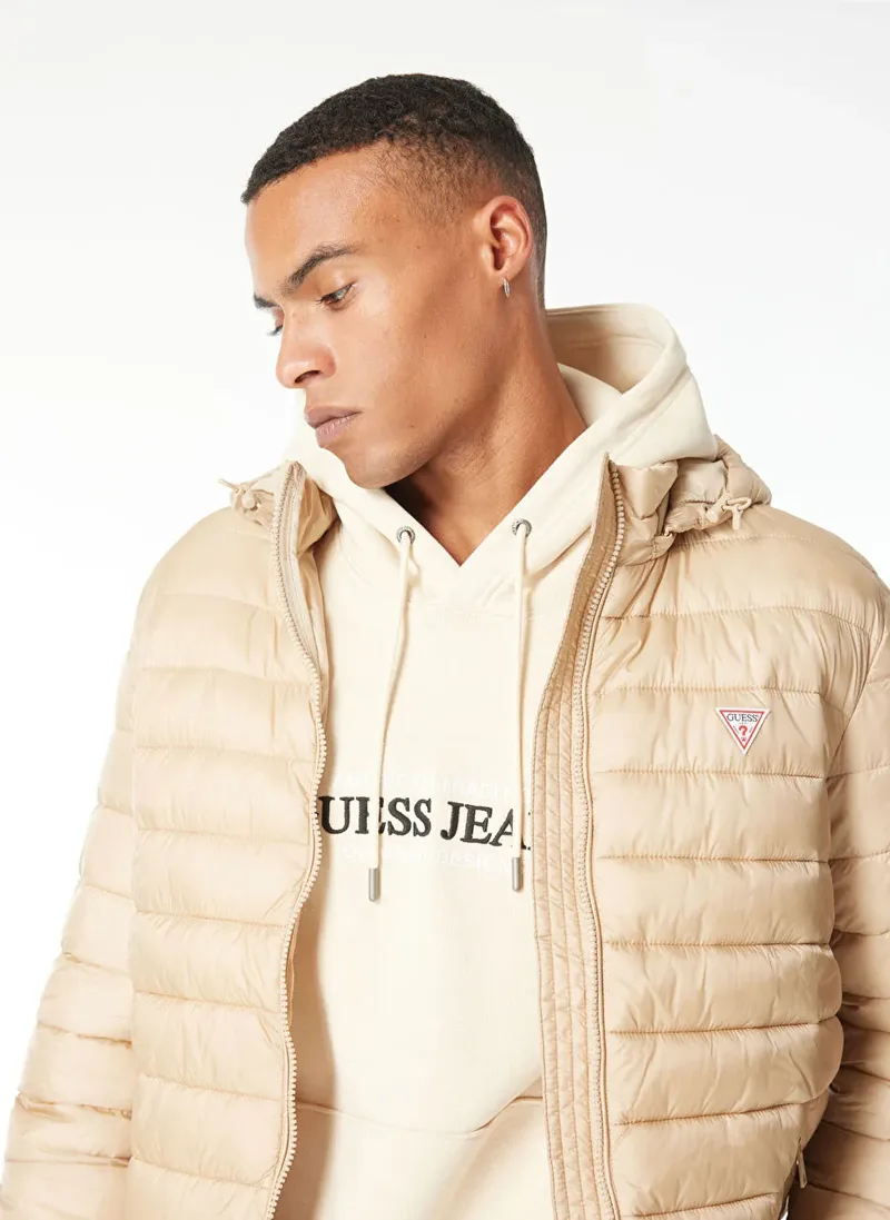 Guess puffer μπουφάν με αποσπώμενη κουκούλα