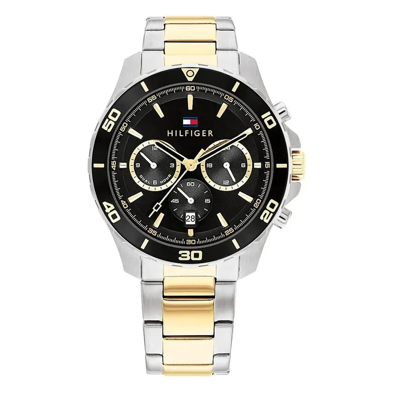 TOMMY HILFIGER Jordan Dual Time Chronograph Two Tone Stainless Steel Bracelet 1792095