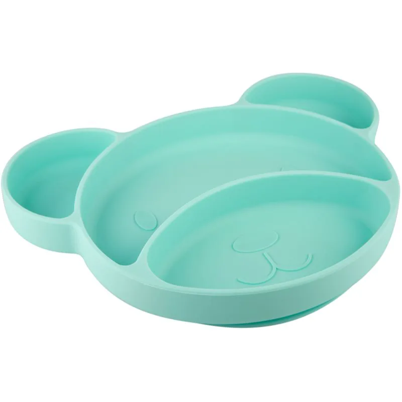 Canpol babies Suction plate Bear πιάτο με χωρίσματα με βεντούζα Turquoise 500 ml