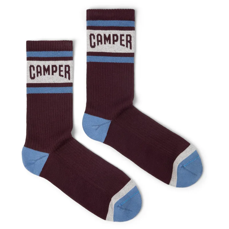 CAMPER Socks - Unisex Κάλτσες - Μπορντό,Μπλε,Λευκό, Μέγεθος M, Cotton fabric