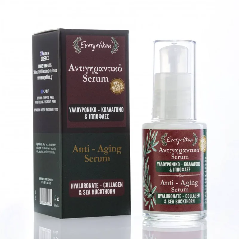 Evergetikon Αντιγηραντικό Serum Υαλουρονικό - Κολλαγόνο & Ιπποφαές 30ml